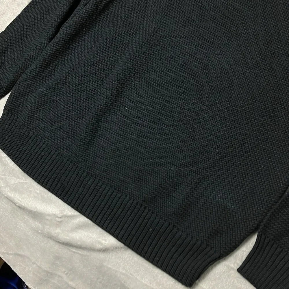 J Crew‎ Mens XXL Black Premium Basket-stitch Cotton Crewneck Sweater - Picture 4 of 11